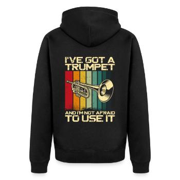 Trumpet Player Vintage Retro I've - Unisex Premium Bio Zip Hoodie - Schwarz - Hinten - Nico (187cm)