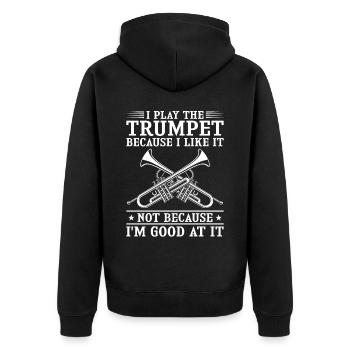 Trumpet Player Vintage I Play The - Unisex Premium Bio Zip Hoodie - Schwarz - Hinten - Nico (187cm)