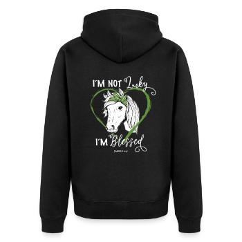 Fan de cheval religieux chrétien - Veste à capuche bio Premium Unisexe - noir - Dos - Nico (187cm)