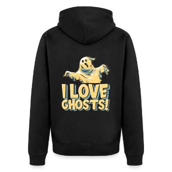 Halloween Funny I Love Ghosts - Unisex Premium Organic Zip Hoodie - black - Back - Nico (187cm)