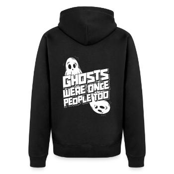 Halloween Funny Ghosts - Unisex Premium Organic Zip Hoodie - black - Back - Nico (187cm)