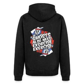 Halloween Funny Ghosts - Unisex Premium Organic Zip Hoodie - black - Back - Nico (187cm)