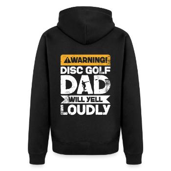 Avertissement Cris - Disc Golf Dad - Veste à capuche bio Premium Unisexe - noir - Dos - Nico (187cm)