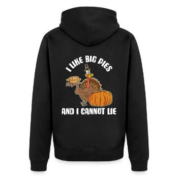 I Like Big Pies Erntedankfest Geschenk - Unisex Premium Bio Zip Hoodie - Schwarz - Hinten - Nico (187cm)