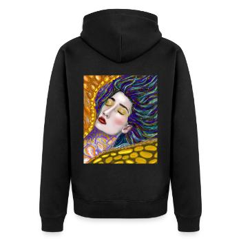 Mermaid Portrait Gustav Klimt Style - Unisex Premium Organic Zip Hoodie - black - Back - Nico (187cm)