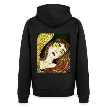 Mermaid Portrait Gustav Klimt Style - Unisex Premium Organic Zip Hoodie - black - Back - Nico (187cm)