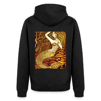 Mermaid Portrait Gustav Klimt Style - Unisex Premium Organic Zip Hoodie - black - Back - Nico (187cm)