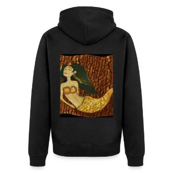 Mermaid Portrait Gustav Klimt Style - Unisex Premium Organic Zip Hoodie - black - Back - Nico (187cm)