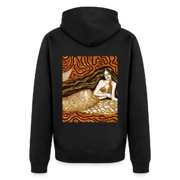 Mermaid Portrait Gustav Klimt Style - Unisex Premium Organic Zip Hoodie - black - Back - Nico (187cm)