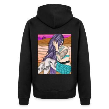 Mermaid Tattoo Retro Goth Girl Beach Mer - Veste à capuche bio Premium Unisexe - noir - Dos - Nico (187cm)