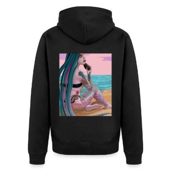 Mermaid Tattoo Retro Goth Girl Beach Mer - Veste à capuche bio Premium Unisexe - noir - Dos - Nico (187cm)