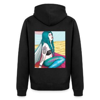 Mermaid Tattoo Retro Goth Girl Beach Mer - Veste à capuche bio Premium Unisexe - noir - Dos - Nico (187cm)