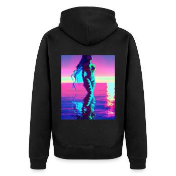 Mermaid Portrait 80s Retro - Unisex Premium Organic Zip Hoodie - black - Back - Nico (187cm)