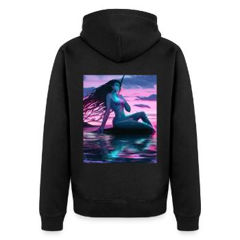 Mermaid Portrait 80s Retro - Unisex Premium Organic Zip Hoodie - black - Back - Nico (187cm)