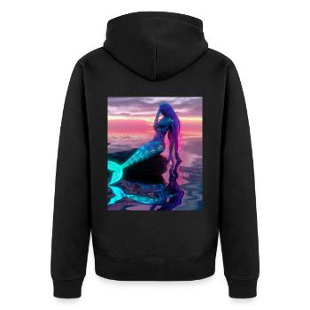 Mermaid Portrait 80s Retro - Unisex Premium Organic Zip Hoodie - black - Back - Nico (187cm)