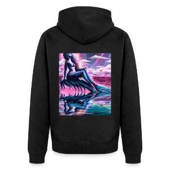 Mermaid Portrait 80s Retro - Unisex Premium Organic Zip Hoodie - black - Back - Nico (187cm)
