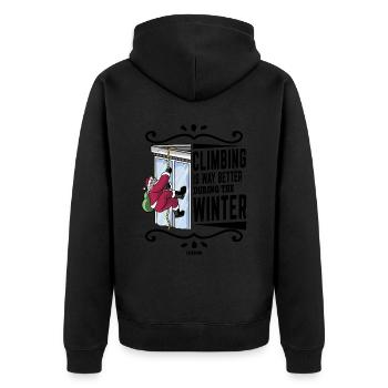 Klettern Berg Alpen Natur Klettersport Geschenk - Unisex Premium Bio Zip Hoodie - Schwarz - Hinten - Nico (187cm)