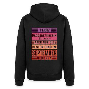 Bagger-Fahrer Geburtstag September geboren - Unisex Premium Bio Zip Hoodie - Schwarz - Hinten - Nico (187cm)