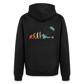 Strand-Kite Windracer Land-Kite Kite-Strandsegler - Unisex Premium Bio Zip Hoodie - Schwarz - Hinten - Nico (187cm)