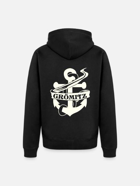 Grömitz Anker - Unisex Premium Bio Zip Hoodie - Schwarz