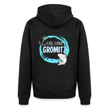 Grömitz Urlaub Ostsee - Unisex Premium Bio Zip Hoodie - Schwarz - Hinten - Nico (187cm)