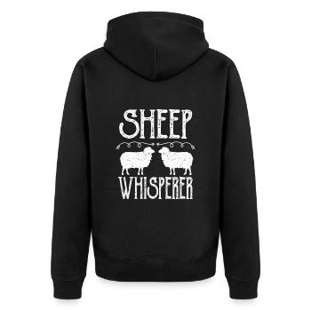 Sheep whisperer - Unisex Premium Bio Zip Hoodie - Schwarz - Hinten - Nico (187cm)