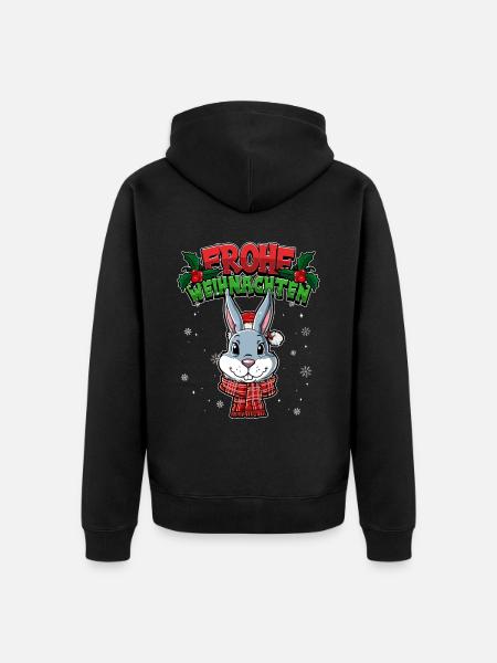 Frohe Weihnachten - Unisex Premium Bio Zip Hoodie - Schwarz