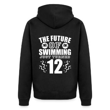 Schwimmer Schwimmen Spruch - Unisex Premium Bio Zip Hoodie - Schwarz - Hinten - Nico (187cm)