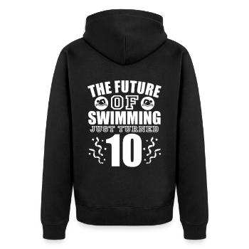 Schwimmer Schwimmen Spruch - Unisex Premium Bio Zip Hoodie - Schwarz - Hinten - Nico (187cm)