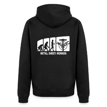 Spengler Evolution Bauspengler - Unisex Premium Organic Zip Hoodie - black - Back - Nico (187cm)