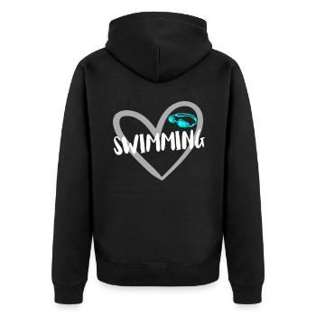 Schwimmer Schwimmen Spruch - Unisex Premium Bio Zip Hoodie - Schwarz - Hinten - Nico (187cm)