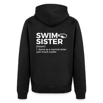 Schwimmer Schwimmen Spruch - Unisex Premium Bio Zip Hoodie - Schwarz - Hinten - Nico (187cm)