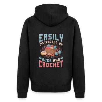 Facilement distrait par les chiens et le crochet. - Veste à capuche bio Premium Unisexe - noir - Dos - Nico (187cm)