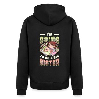 Annoncez qu’elle sera une grande sœur 2023. - Veste à capuche bio Premium Unisexe - noir - Dos - Nico (187cm)