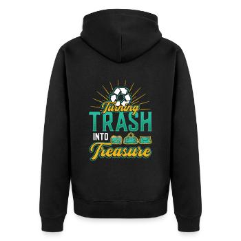 Transformer les ordures en trésor, recycler. - Veste à capuche bio Premium Unisexe - noir - Dos - Nico (187cm)