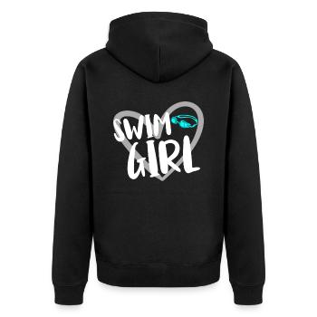 Schwimmer Schwimmen Spruch - Unisex Premium Bio Zip Hoodie - Schwarz - Hinten - Nico (187cm)