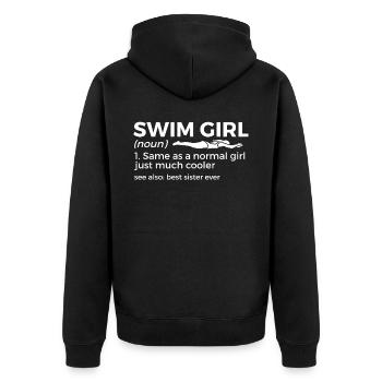 Schwimmer Schwimmen Spruch - Unisex Premium Bio Zip Hoodie - Schwarz - Hinten - Nico (187cm)