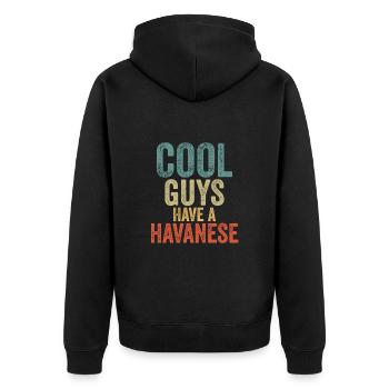 Cool Guys have a havanese - Unisex Premium Bio Zip Hoodie - Schwarz - Hinten - Nico (187cm)