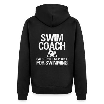 Schwimmer Schwimmen Spruch - Unisex Premium Bio Zip Hoodie - Schwarz - Hinten - Nico (187cm)