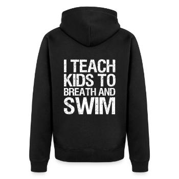Schwimmer Schwimmen Spruch - Unisex Premium Bio Zip Hoodie - Schwarz - Hinten - Nico (187cm)