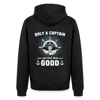 Captain Captain Boat - Unisex Premium Organic Zip Hoodie - black - Back - Nico (187cm)