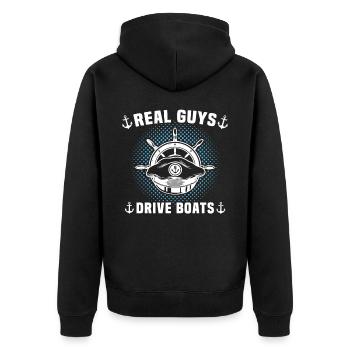 Captain Captain Boat - Unisex Premium Organic Zip Hoodie - black - Back - Nico (187cm)