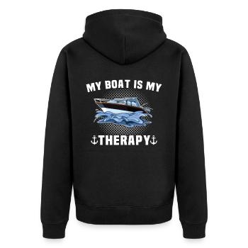 Captain Captain Boat - Unisex Premium Organic Zip Hoodie - black - Back - Nico (187cm)