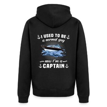 Captain Captain Boat - Unisex Premium Organic Zip Hoodie - black - Back - Nico (187cm)