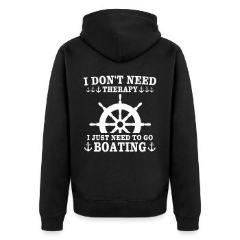 Captain Captain Boat - Unisex Premium Organic Zip Hoodie - black - Back - Nico (187cm)