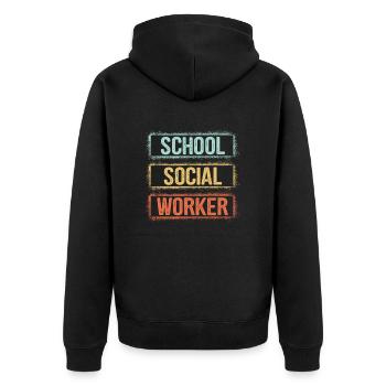 Schulsozialarbeiterin Psychosoziale Erzieherinnen - Unisex Premium Bio Zip Hoodie - Schwarz - Hinten - Nico (187cm)