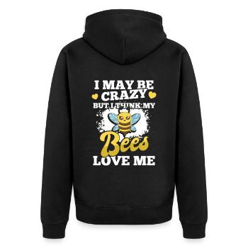 Meine Bienen lieben mich Honigliebhaber Honigwaben - Unisex Premium Bio Zip Hoodie - Schwarz - Hinten - Nico (187cm)