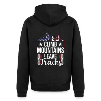 Wandern Wald Rucksacktourist Naturspaziergang Lieb - Unisex Premium Bio Zip Hoodie - Schwarz - Hinten - Nico (187cm)