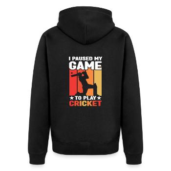 Cricket Pitcher - Unisex Premium Bio Zip Hoodie - Schwarz - Hinten - Nico (187cm)