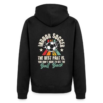 Joueur de football en salle - Veste à capuche bio Premium Unisexe - noir - Dos - Nico (187cm)